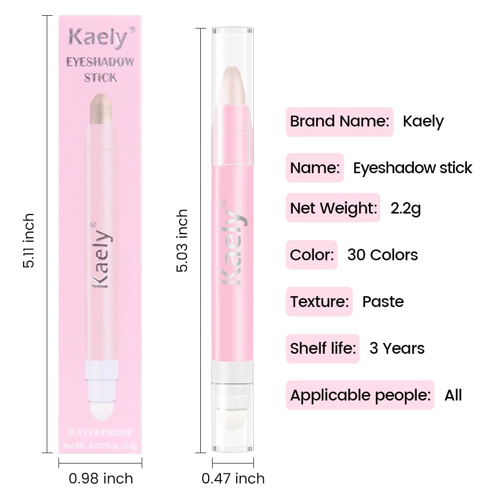 Kaely 2in1 Cream Eye Shadow Brightener Sticks for Eyes, Pencil Eyeshadow Applicator Stick Waterproof Pigmented, Eye Shadow Palette Highlighter Makeup, sombras para ojos, 18 Pearl Shimmer
