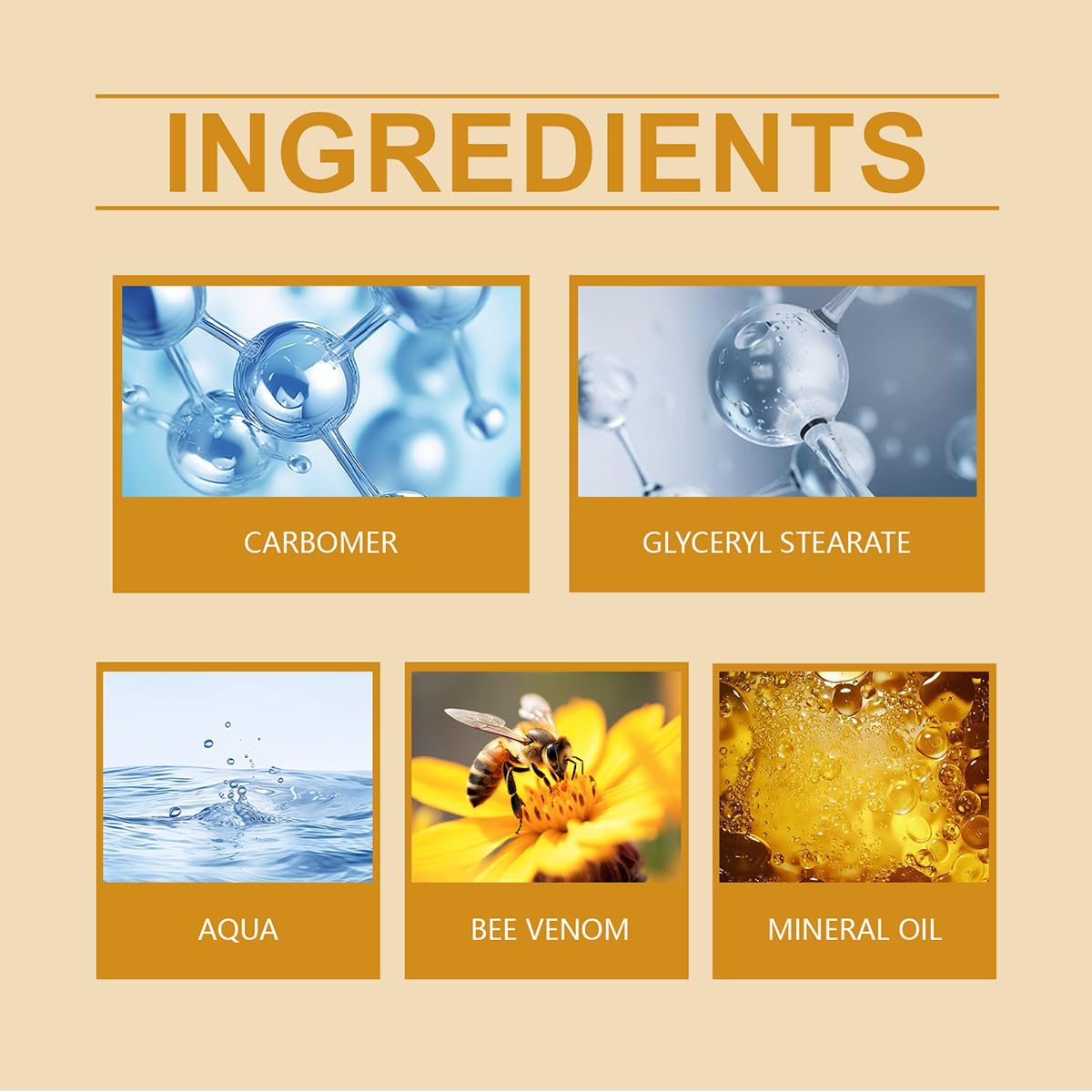 Bee Venom Moisturiser Cream Wrinkle Removal & Firming, Anti-Aging Eye & Face Bee Venom Skin Treatment Cream (1 Pack, 0.71Oz)