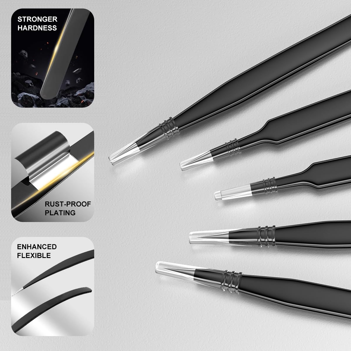 Antonki 12 Pack Precision Tweezers Set for Craft, Soldering, Jewelry, Facial Hair, Eyebrow, Ingrown Hair Removal, Eyelash Extension- with Case