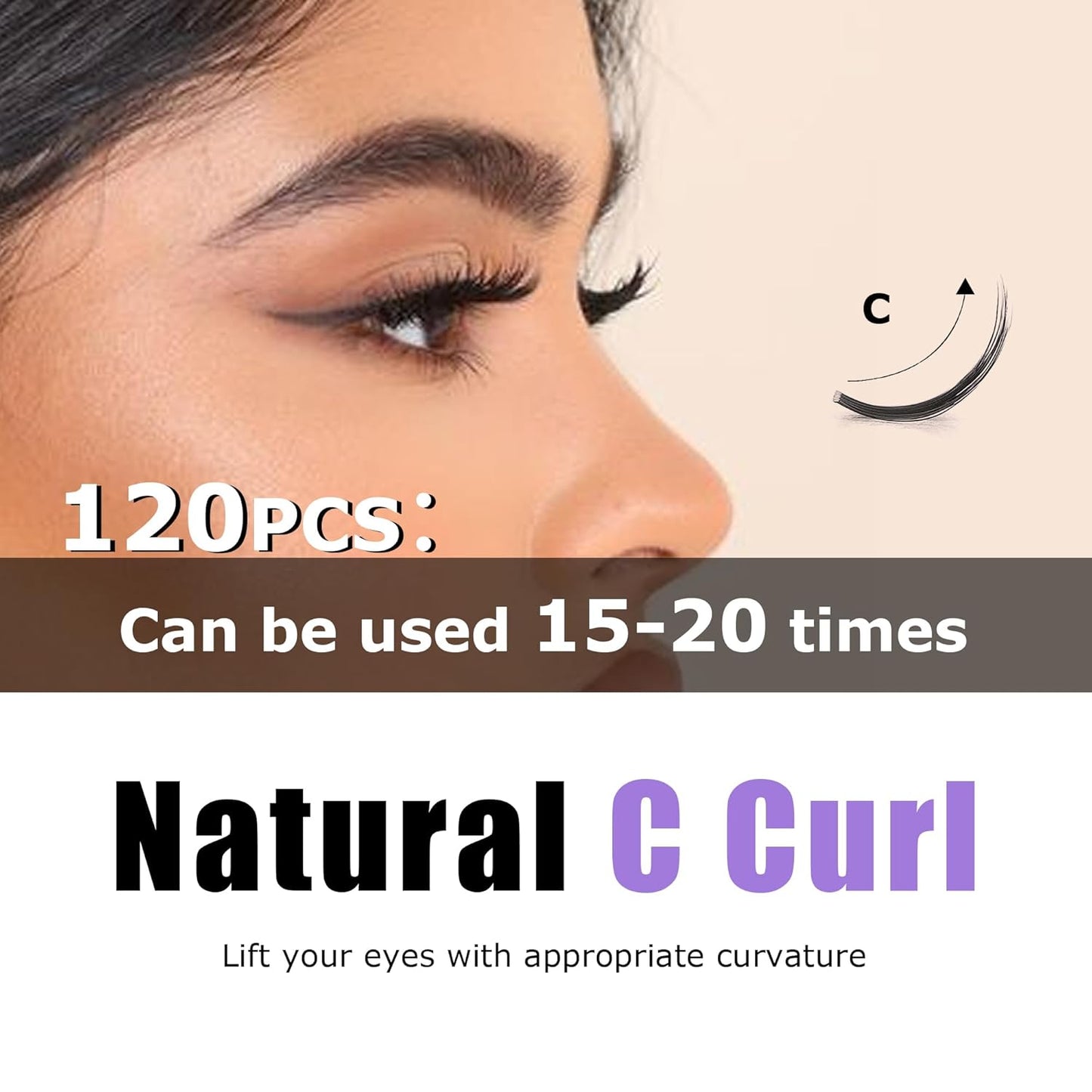 GAQQI Lash Clusters, Eyelash Clusters 120PCS C Curl Individual Lashes, Wispy Cluster Eyelash Extension 14mm Only, Natural Looking Cluster Lashes (GQ15, C Curl, 14mm)