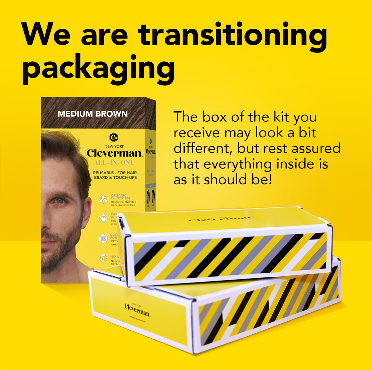 Cleverman Medium Blond All-in-One Reusable Kit for Men's Natural-Looking Gray Coverage - Professional-Quality Hair, Beard & Mustache Color, Ammonia-Free