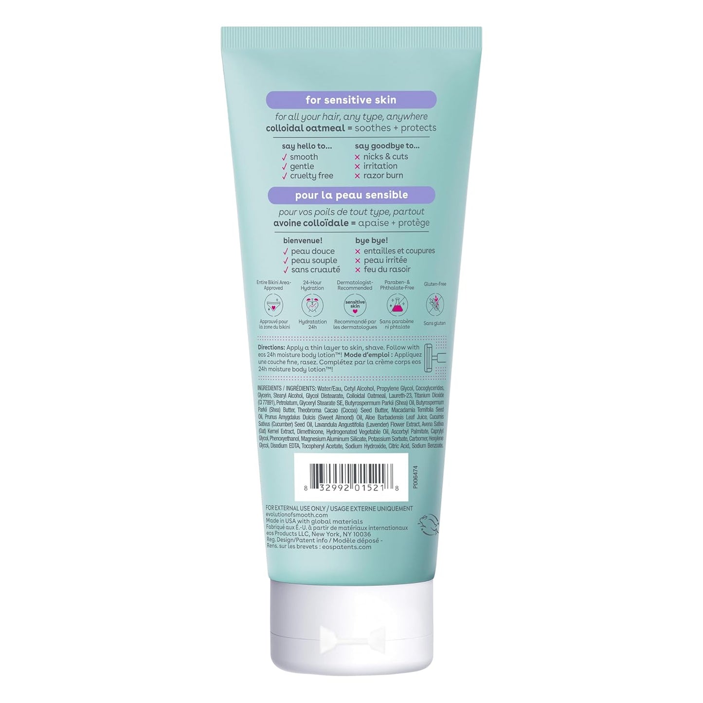 eos Shea Better Sensitive Skin Women's Shave Cream- Fragrance-Free, 2-pack of 7 oz containers