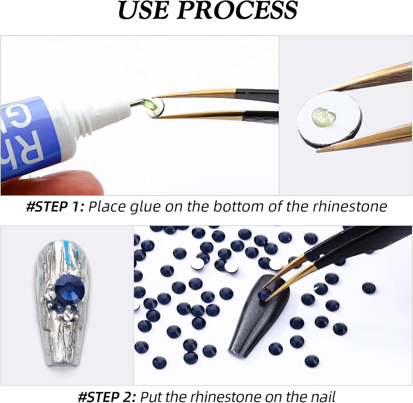 Montana Flatback Rhinestones, Glass Rhinestones for Nail Art and Craft, Glue Fix, Loose Crystal Gemstones(Montana, SS6, 1440pcs, 1.9-2.0mm)