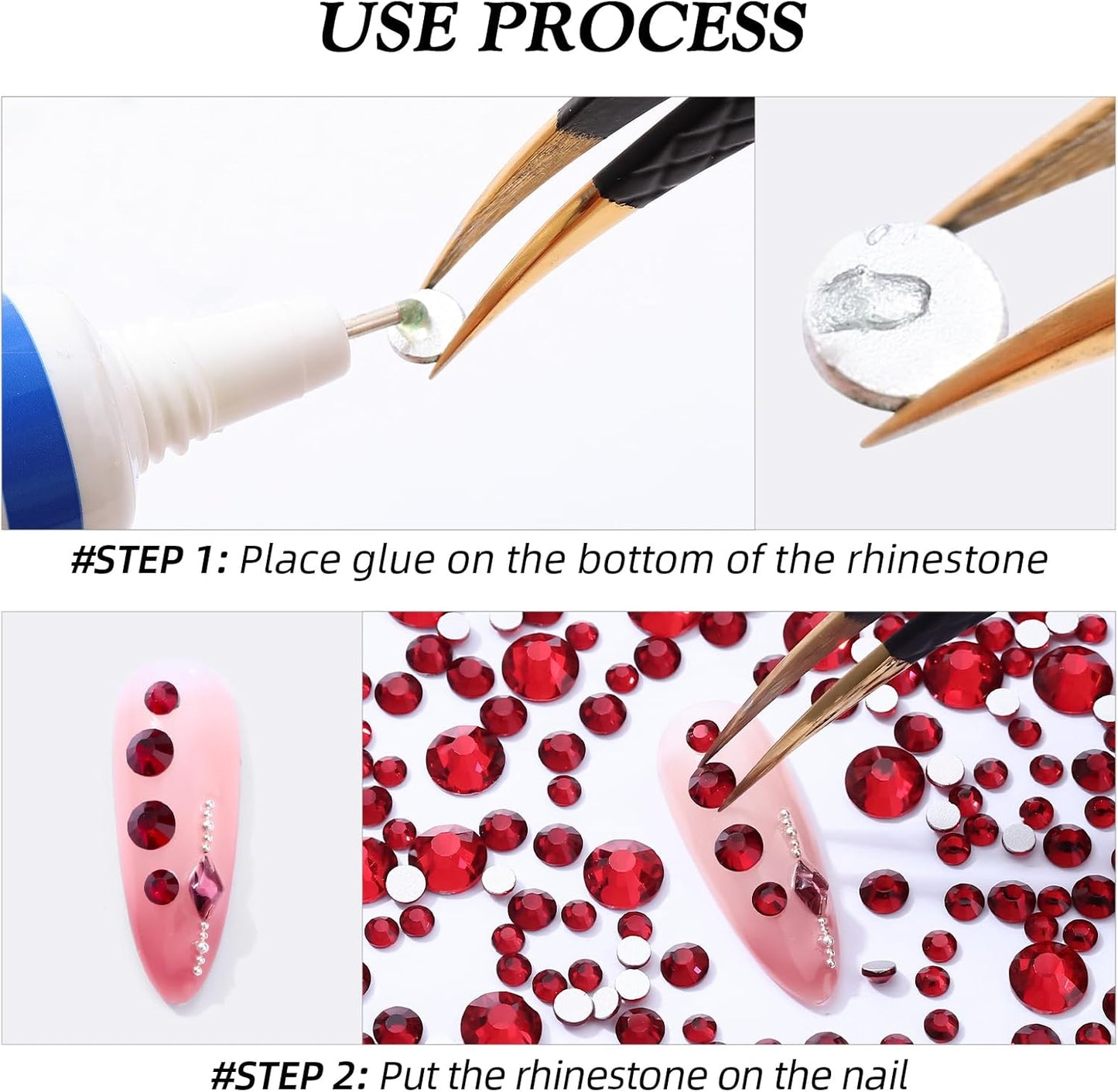 Siam Flatback Rhinestones, Glass Rhinestones for Nail Art and Craft, Glue Fix, Loose Crystal Gemstones(Siam, SS10, 2880pcs, 2.7-2.8mm)