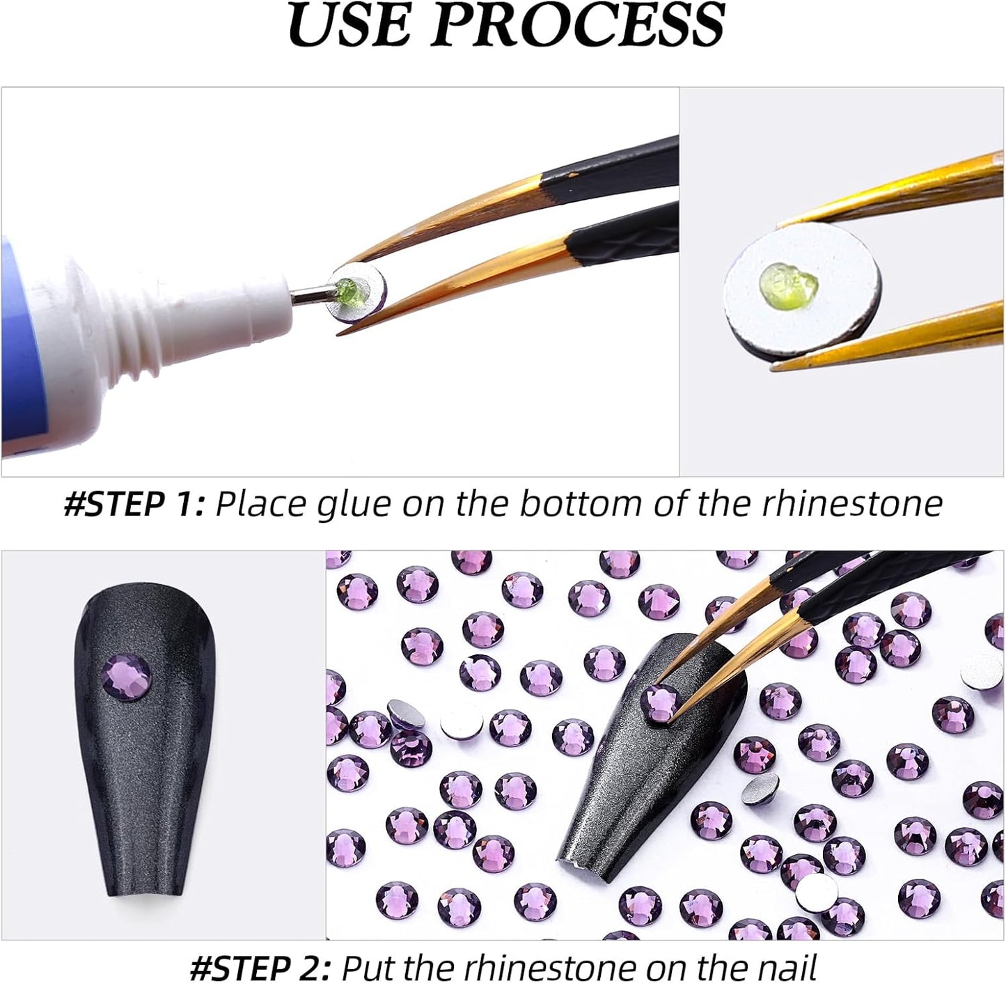 Tanzanite Flatback Rhinestones, Glass Rhinestones for Nail Art and Craft, Glue Fix, Loose Crystal Gemstones(Tanzanite, SS4, 1440pcs, 1.5-1.7mm)