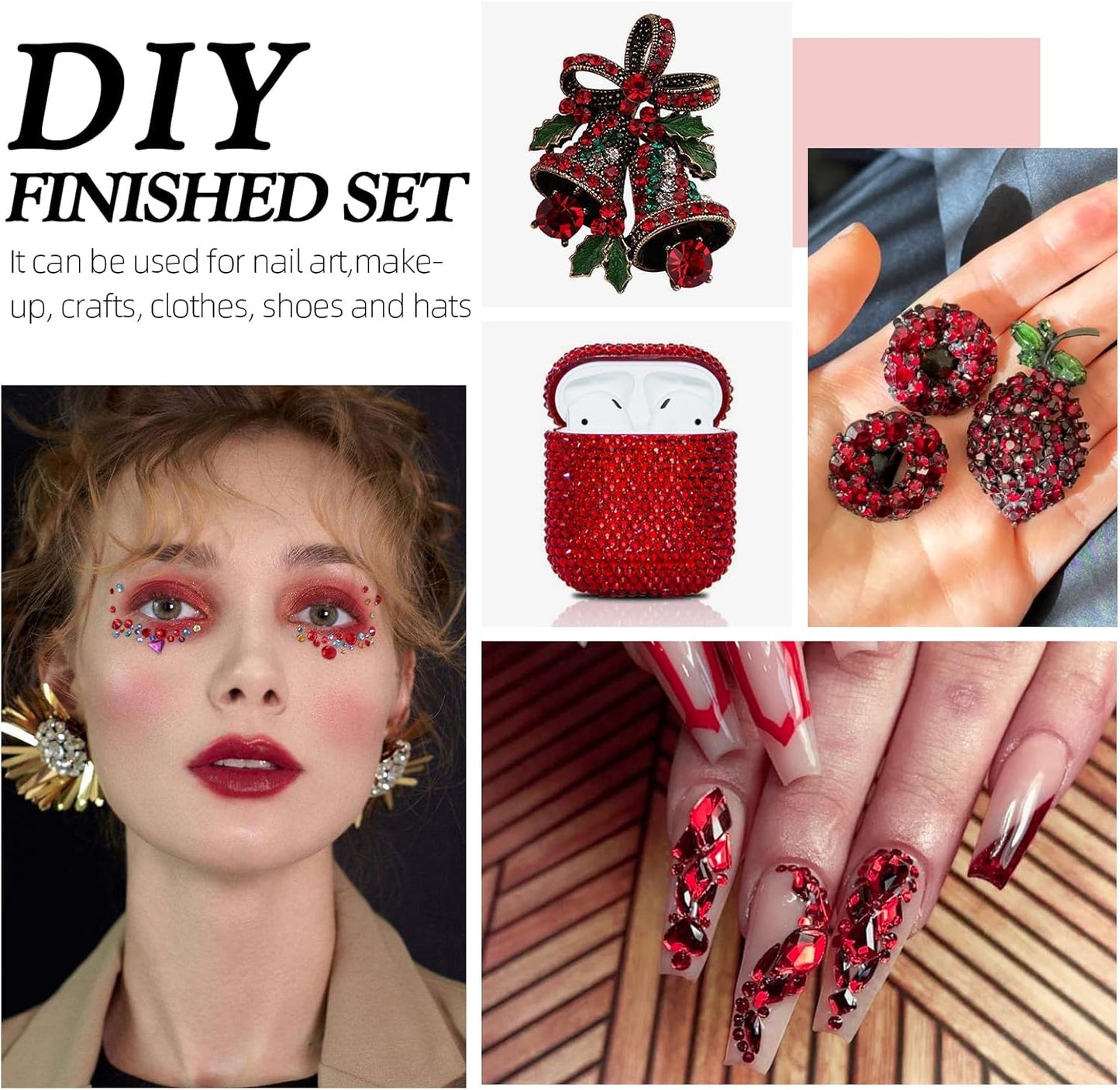 Siam Flatback Rhinestones, Glass Rhinestones for Nail Art and Craft, Glue Fix, Loose Crystal Gemstones(Siam, SS6, 1440pcs, 1.9-2.0mm)