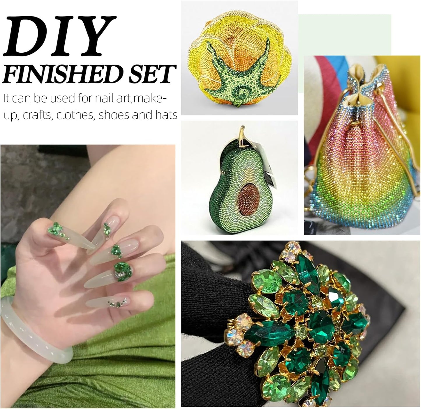 Light Green Flatback Rhinestones, Glass Rhinestones for Nail Art and Craft, Glue Fix, Loose Crystal Gemstones(Lt.Green, SS10, 2880pcs, 2.7-2.8mm)