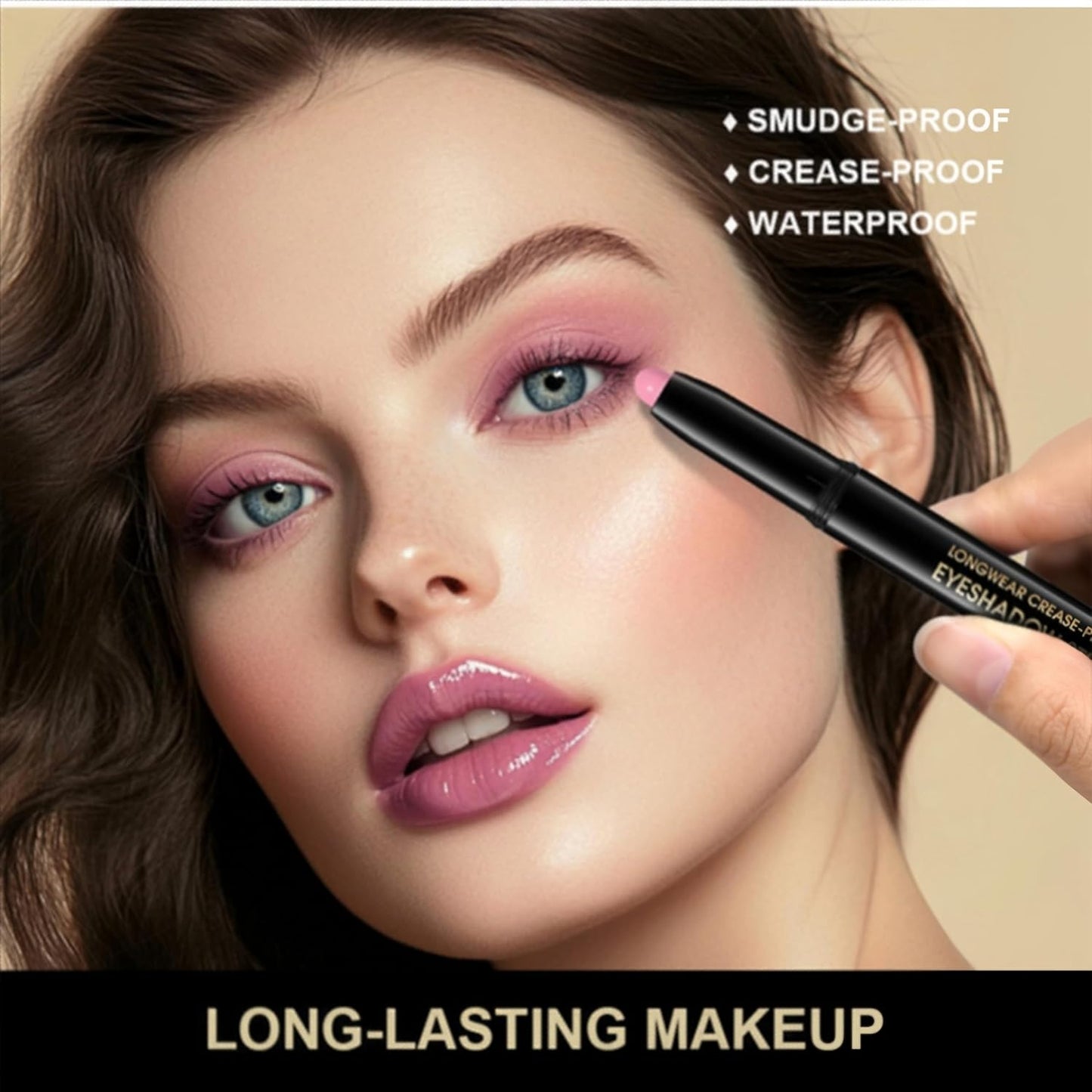 MAEPEOR 10 Colors Cream Eyeshadow Stick Silky Smooth Matte Shimmer Eyeshadow Pen Waterproof and Long Lasting Shadow Pencil for Girls and Women (Color 07)