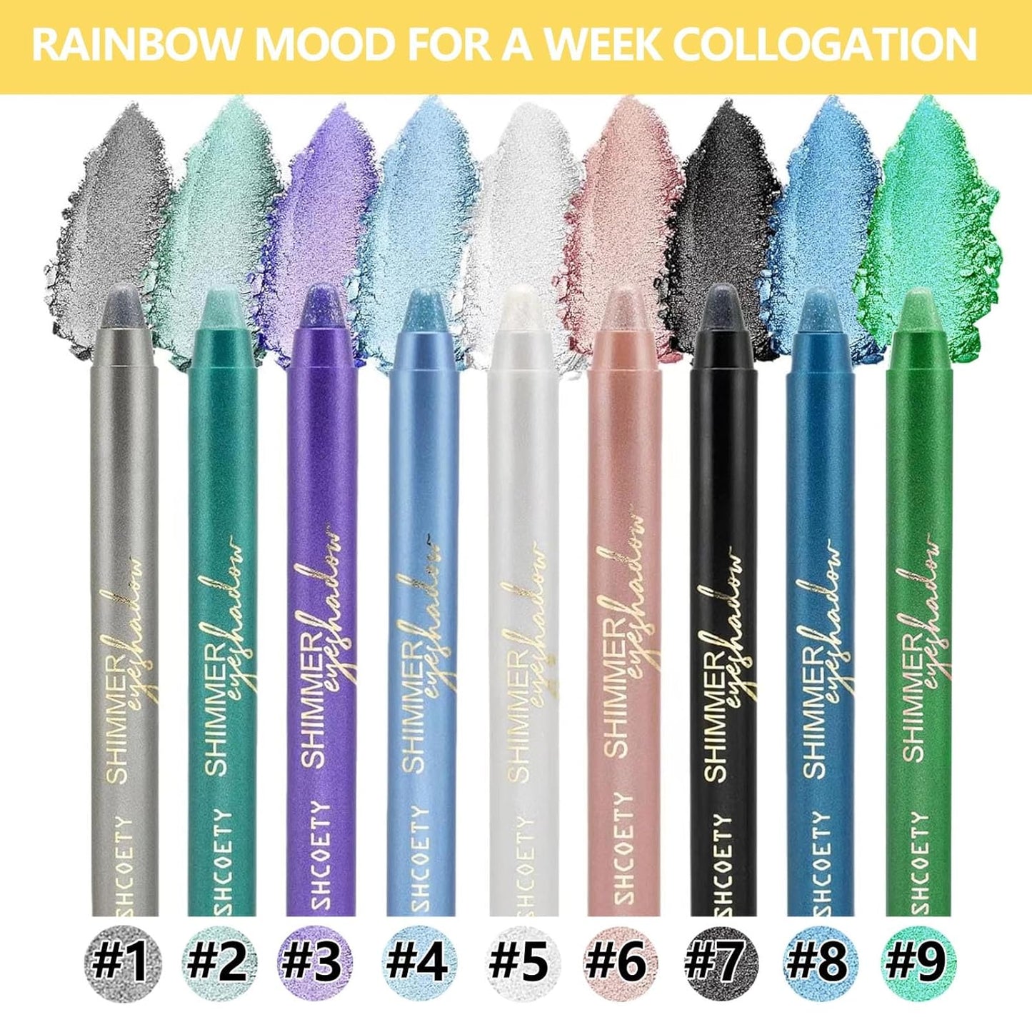 Black Eyeshadow Stick, Blendable Creamy eyeshadow Eye Brightener Stick, Waterproof Eyeshadow Pencil Long Lasting Crayon, Smooth Shimmer Eye Shadow Highlighter Eye Liner Makeup.#7 black shimmer