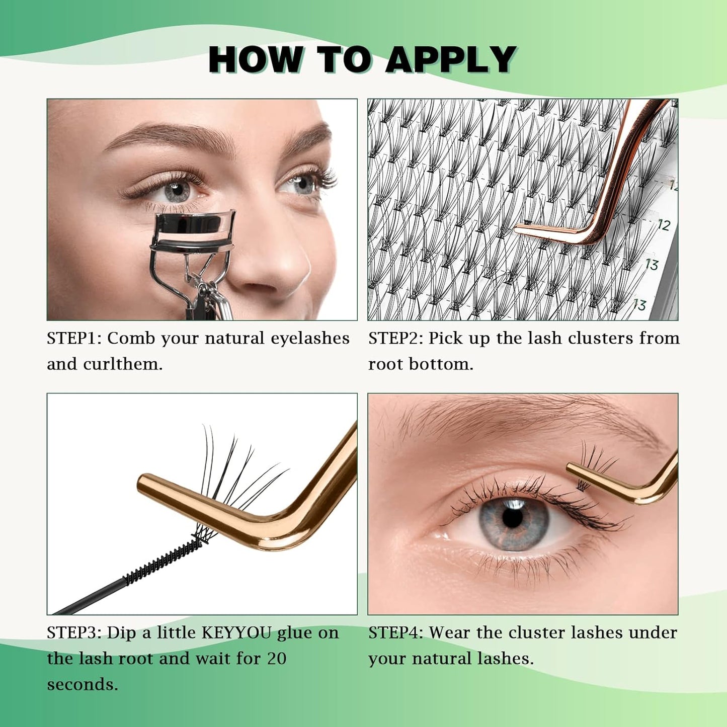 Lash Clusters 300Pcs Individual Lashes 10D 0.1D Curl 9-18MMIX Lash Extensions Clusters Lashes Soft&Natural False Eyelashes Individual DIY Eyelash Extension at Home(10D-0.1D,9-18MIX)