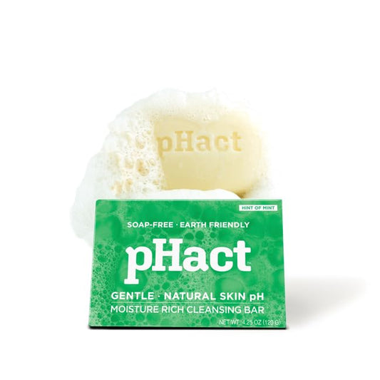ANDREW LESSMAN pHact Moisture-Rich, Soap-Free Cleansing Bar Hint of Mint. Natural Skin pH. All Skin Types - Even Sensitive Skin. Hypoallergenic. Dermatologist Tested. 12 Pack 4.25 oz each
