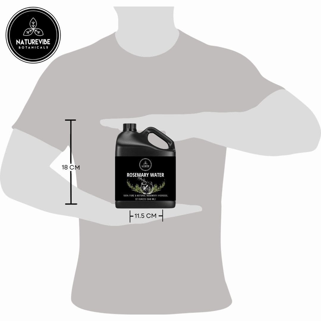 Naturevibe Botanicals Rosemary Water 32 Ounces | 100% Pure and Natural | Great for Skin Care and Hair Care