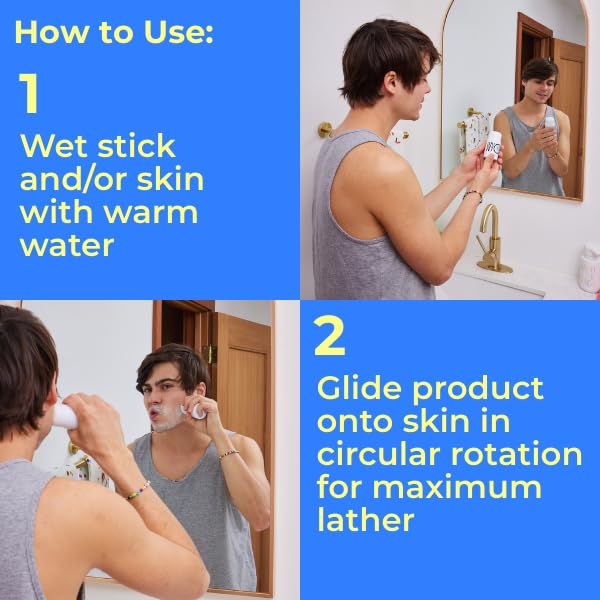 WYOS Shaving Cream Stick, Shaving Soap Bar, Shave Stick, Travel Shaving Cream, Leak & Mess Free, Hydrating Smooth Lather, Sensitive Skin, Travel Size, Clean Formula, Cruelty, Sulfate & Paraben Free