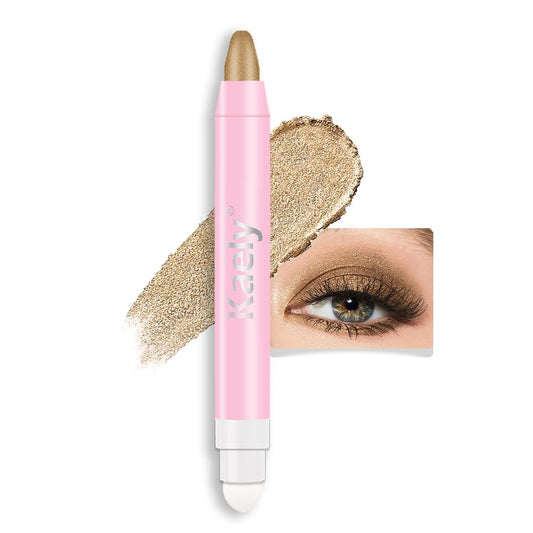 evpct 1Pcs Light Khaki Shimmer Cream Eye Shadow Brightener Sticks for Eyes, Double Ended Cream Eyeshadow Stick Pencil Pen with Applicator, Eye Shadow Palette Highlighter Makeup Waterproof Pigmented 04