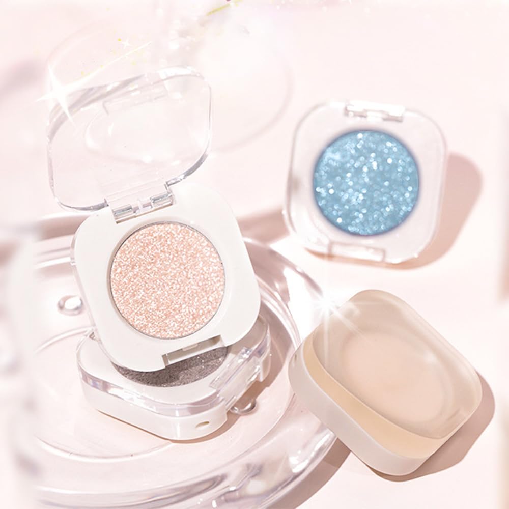 White Matte Eyeshadow Palette for Women, Single Monochrome Eye Shadow Makeup, Shiny Pressed Powder, Blendable Natural sombras para ojos, Holographic,Vegan,Travel -26