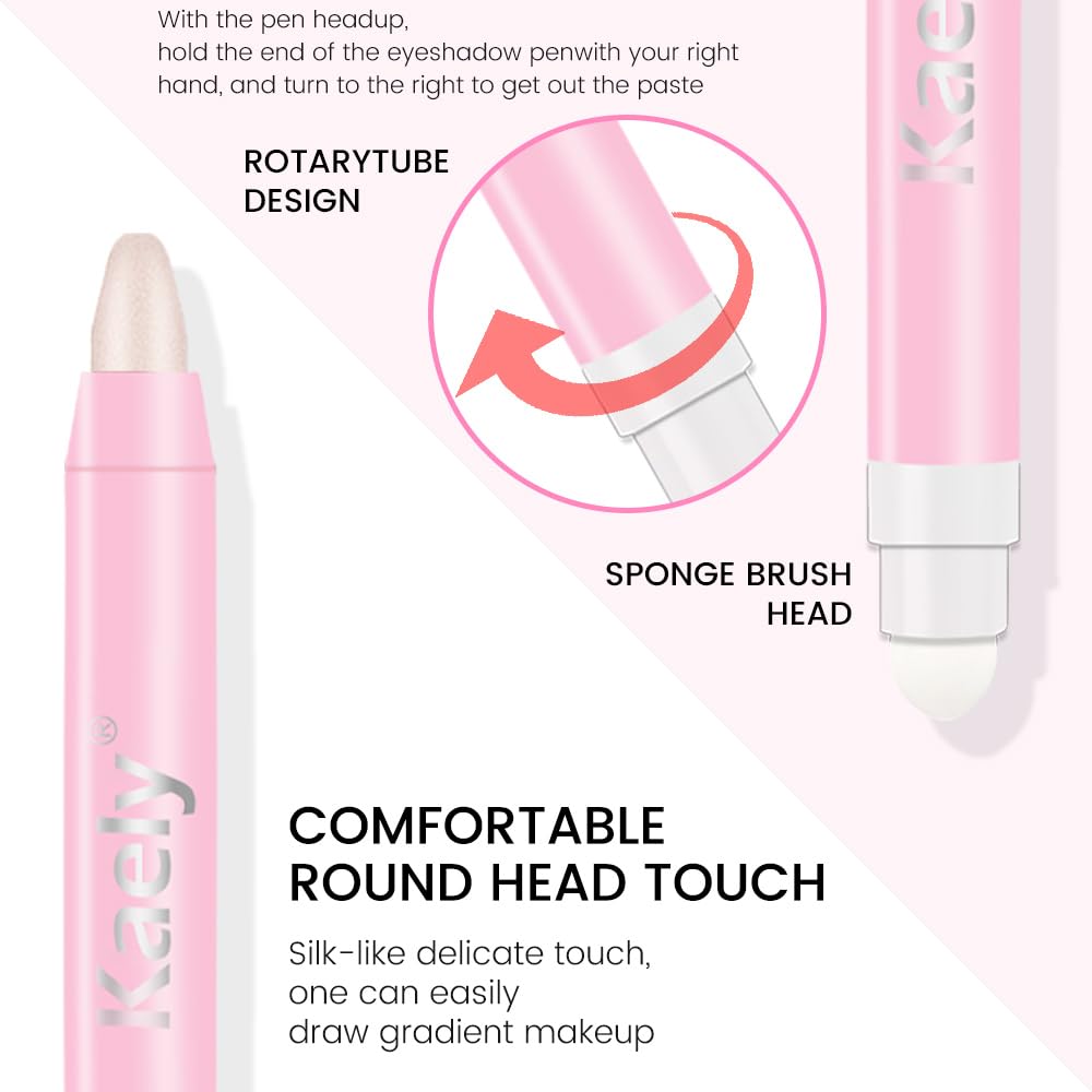 evpct 2Pcs Cream Eye Shadow Brightener Sticks Set for Eyes Waterproof, Pearl White & Pearl Shimmer Cream Eyeshadow Applicator Stick Long Lasting Pigmented Eye Makeup sombras en crema para ojos 1+18