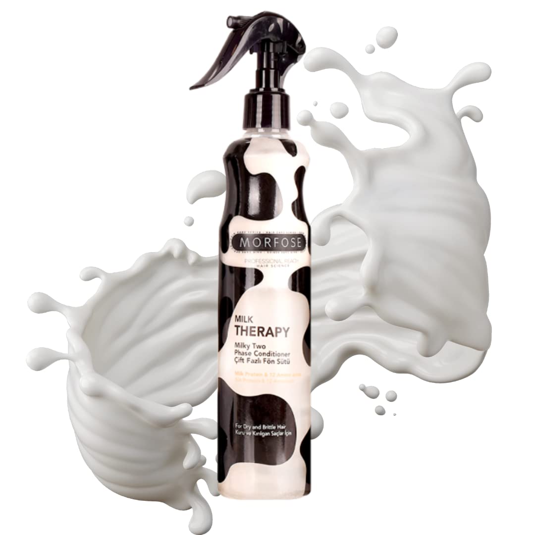 Morfose Professional Two Phase Leave-in Conditioner for Dry, Damaged, or Brittle Strands, Repairs and Protects, Damage, and Split Ends, 13.52 Fl Oz (Milk Therapy)