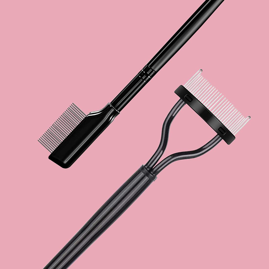 2Pcs Eyelash Separator, Eyelash Comb Lash Brush Separator, Lash Comb Eyelashes Curler Makeup Mascara Applicator, Eye Makeup Brush Tools, Metal Teeth Eyelashes Grooming Tool