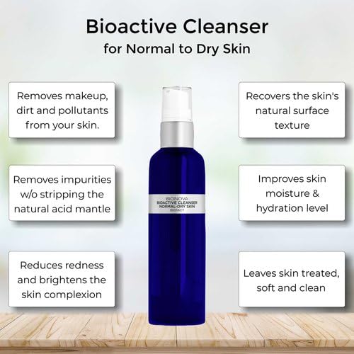Bioactive Cleanser Normal to Dry Skin - Non-Foaming Facial Cleanser Provides a Gentle Deep Clean Face Wash and Ultra-Hydrating and Moisturizing Treatment (4.5 fl oz)