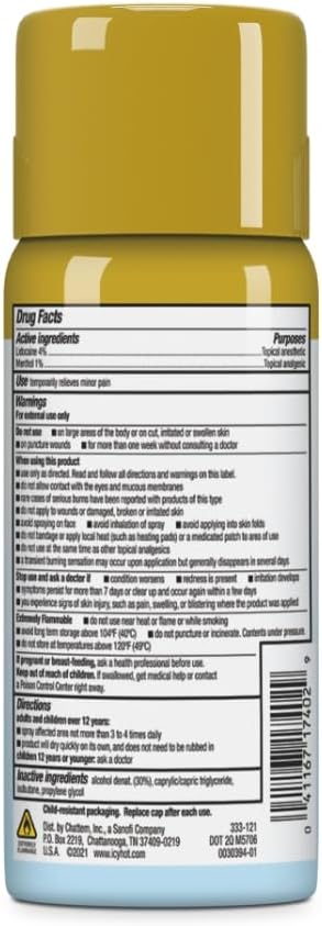 Icy Hot Max Strength Pain Relief Spray with Lidocaine Plus Menthol, 4 Ounces