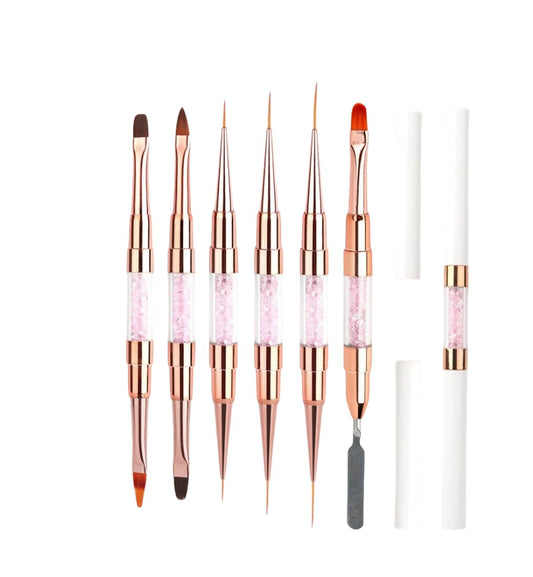 6pcs Double-Ended Nail Art Brushes Set - Professional Nail Design Tools for Acrylic & Gel Nails Gel Polish Art Nail Nail Dotting Brush Pen nail liner brush