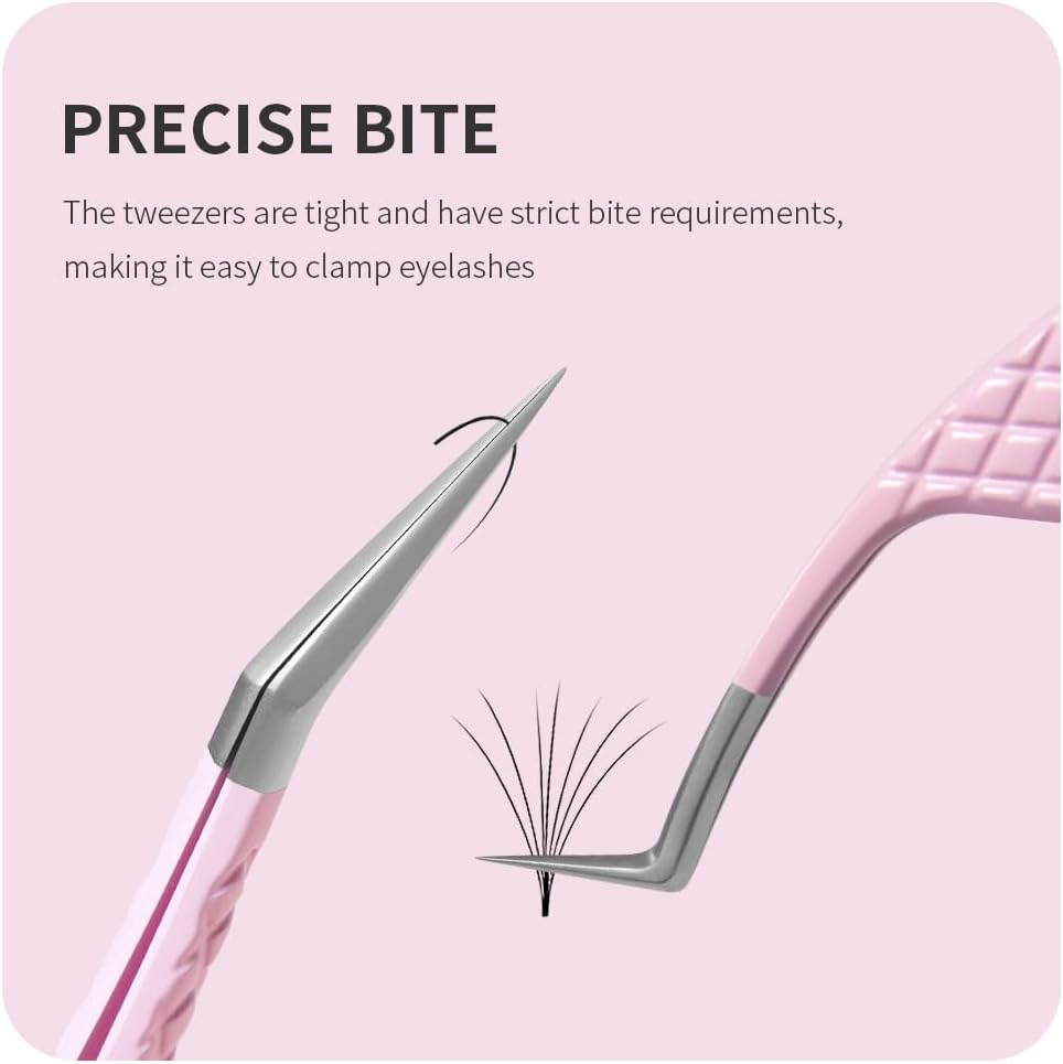 Eyelash Extension Tweezers,Fiber Tip Grip Boot Volume Lash Tweezers,Professional Pointed Lash Extension Tweezers for Easy Lash Application and Removal-F04