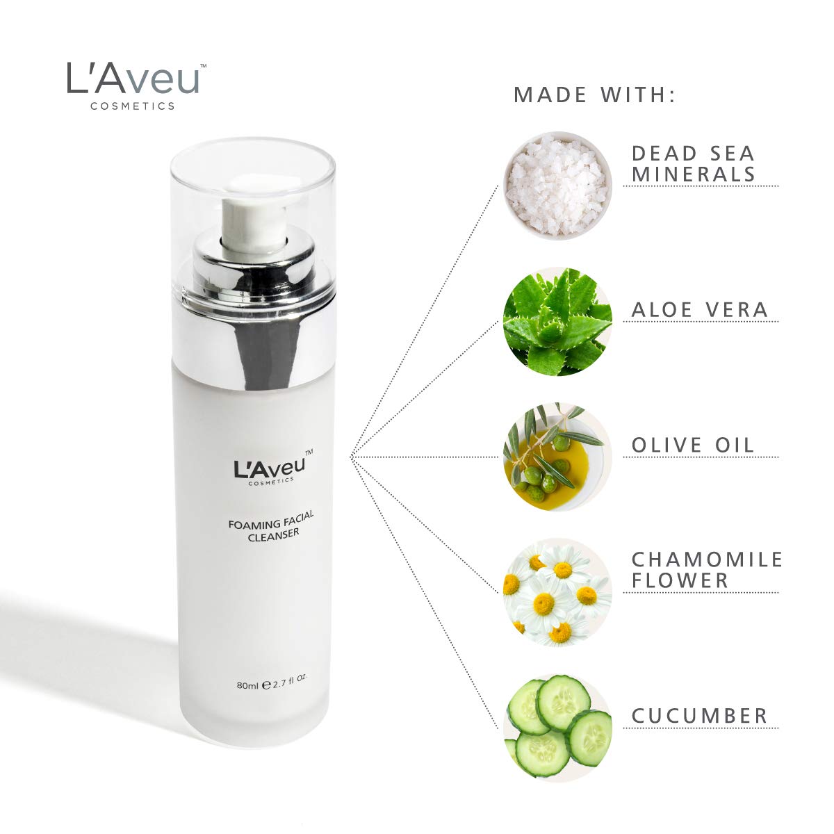 L’Aveu Foaming Facial Cleanser; Facial Cleansing Wash for All Skin Types - 2.7 fl oz