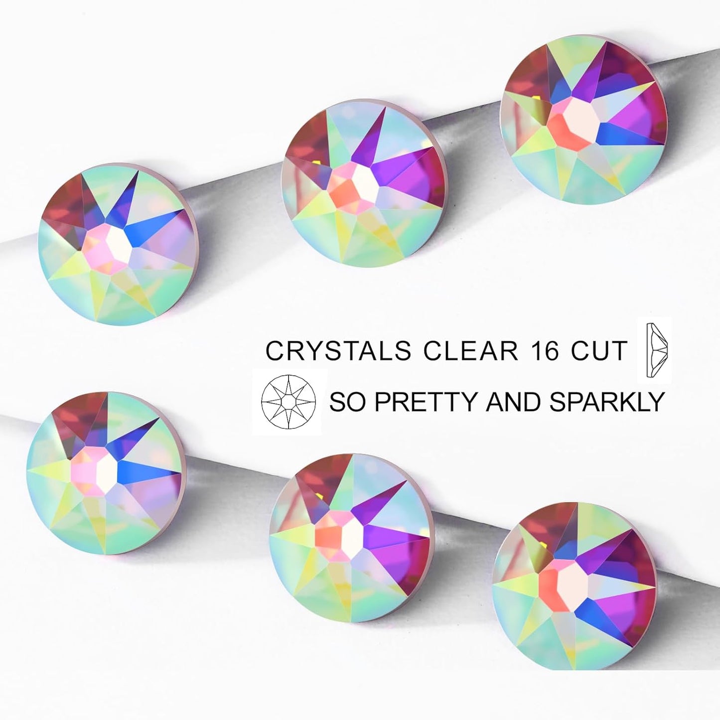 Novani 72pcs Crystal AB Rhinestones Flat Back Round Rhinestone Style 2088 Sparkly Crystal Gemstones for Nail Art and Crafting,SS40(8.3-8.6mm