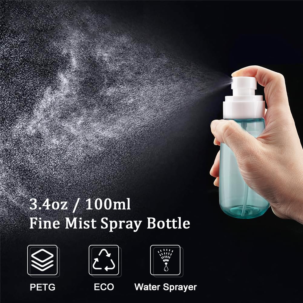 Cosywell Spray Bottle for Hair TSA Approved 3.4oz 100ml 3 Pack Leak Proof Travel Spray Bottle Empty Refillable Small Spray Bottles for Perfume Essential Oils Toners Rose Water Cosmetics (3Green)