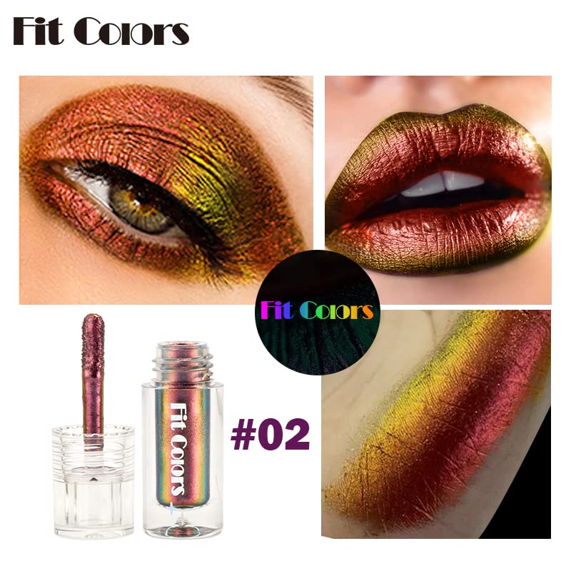 Liquid Glitter Eyeshadow,Chameleon Multichrome Metallic Shimmer Eye Shadows for Bold Smokey Makeup Looks,Long Lasting,Quick Drying,Opaque,Sparkling Korean Makeup Kits(#1 & #2)
