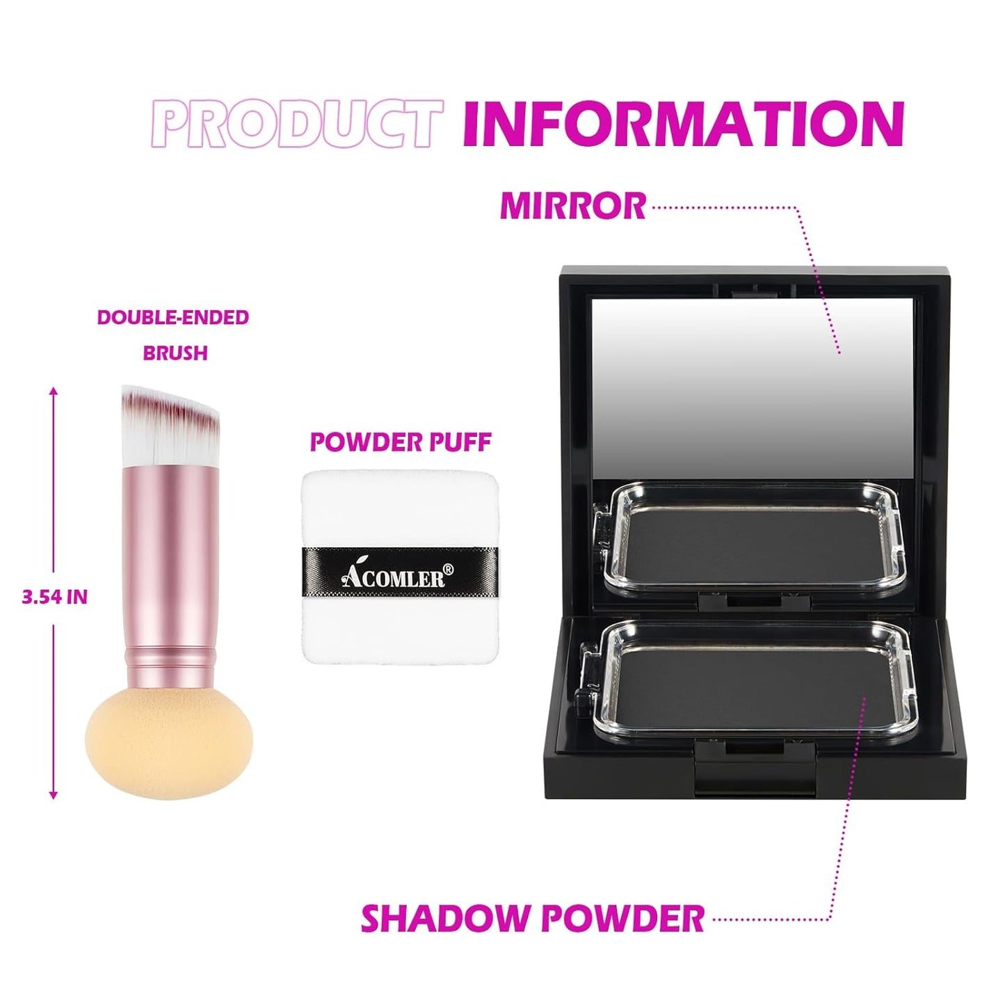 Acomler Root Touch Up Hair Color, Instant Root Cover Up, Black Hairline Powder, Gray Hair Cover Up Hair Fibers for Thinning, Hair Powder for Women Men Includes Makeup Brush (Black, 0.42oz)