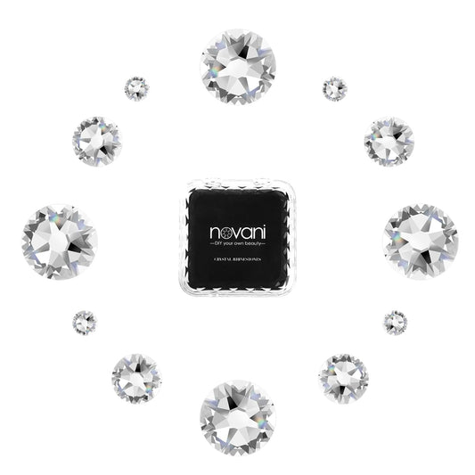 Novani Clear Rhinestones Flat Back Round Rhinestone Style 2088 Sparkly Crystal Gemstones for Nail Art and Crafting,Mix Size(SS6-SS40)