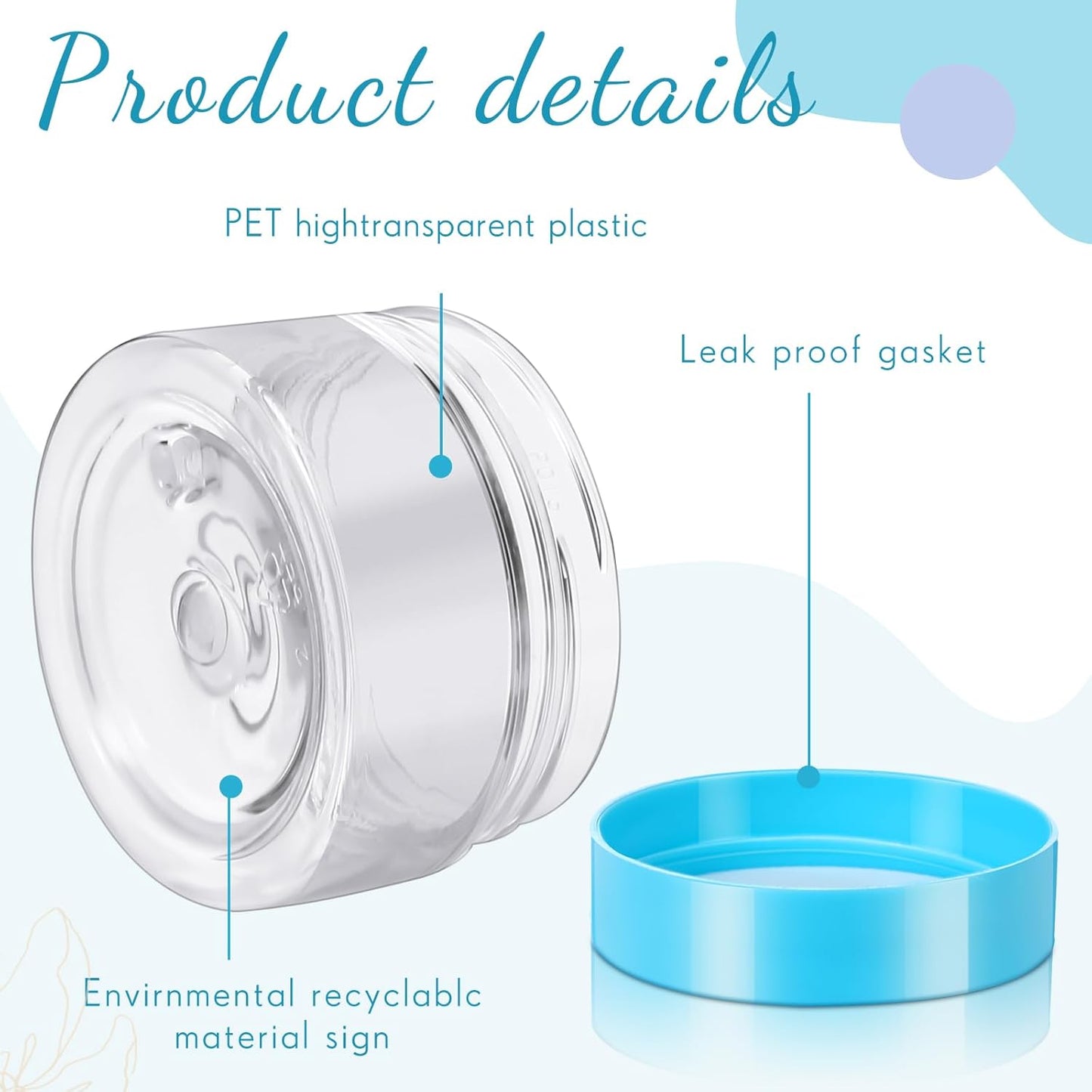 SATINIOR 36 Pieces Plastic Jars with Lids Round Leak Proof Airtight Container Cosmetic Small Empty Jars for Lotions Ointments Travel Toiletries Creams Make up Storage(1 oz,Blue)