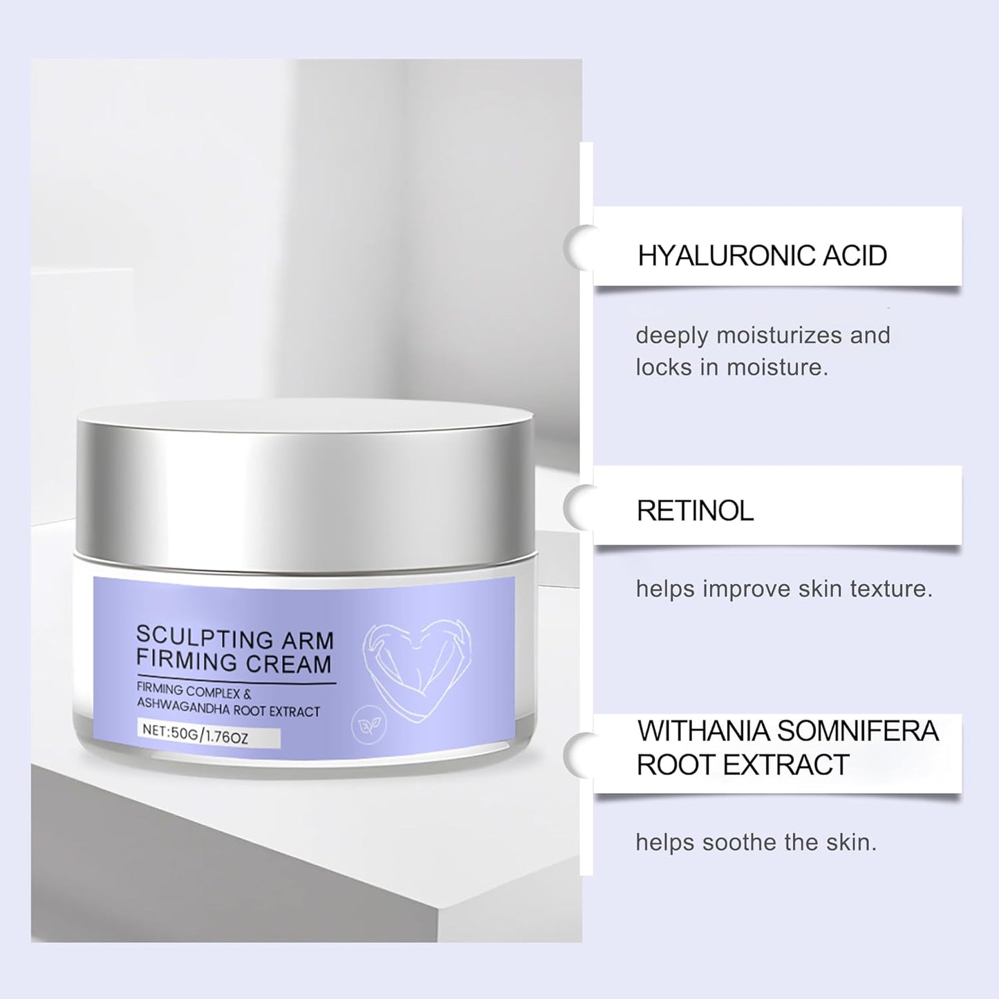 Arm Firming Cream, Face Moisturizing Cream, with Hyaluronic Acid & Retinol, Deeply Moisturizing & Firming & Lifting Skin, Lightening Wrinkles, Brightening Skin, 1.76 OZ, for All Skin Types.