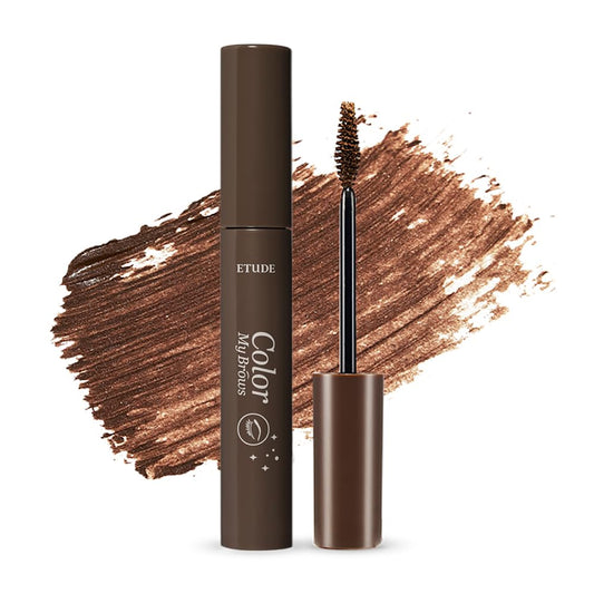 ETUDE Color My Brows Big Size, Brow Mascara, 3D Natural Coloring, Beeswax & Carnauba Wax, Moisturizing Brow Care, Eyebrow tint, Soft Gel Texture, Korean Makeup, Beauty, Rich Brown (0.304 Fl Oz)