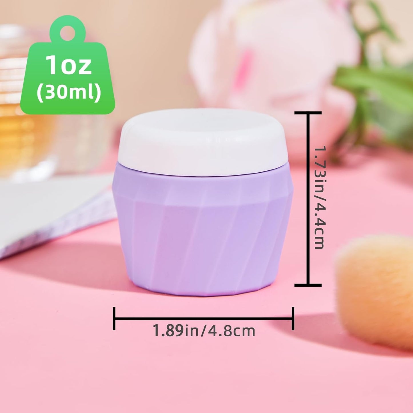 Travel Containers for Toiletries, Premium Silicone Cosmetic Cream Jars, TSA Approved Leak-Proof Refillable Travel Size Toiletries with Clear Bag for Cosmetic Face Body Cream (Vibrant, 1OZ)