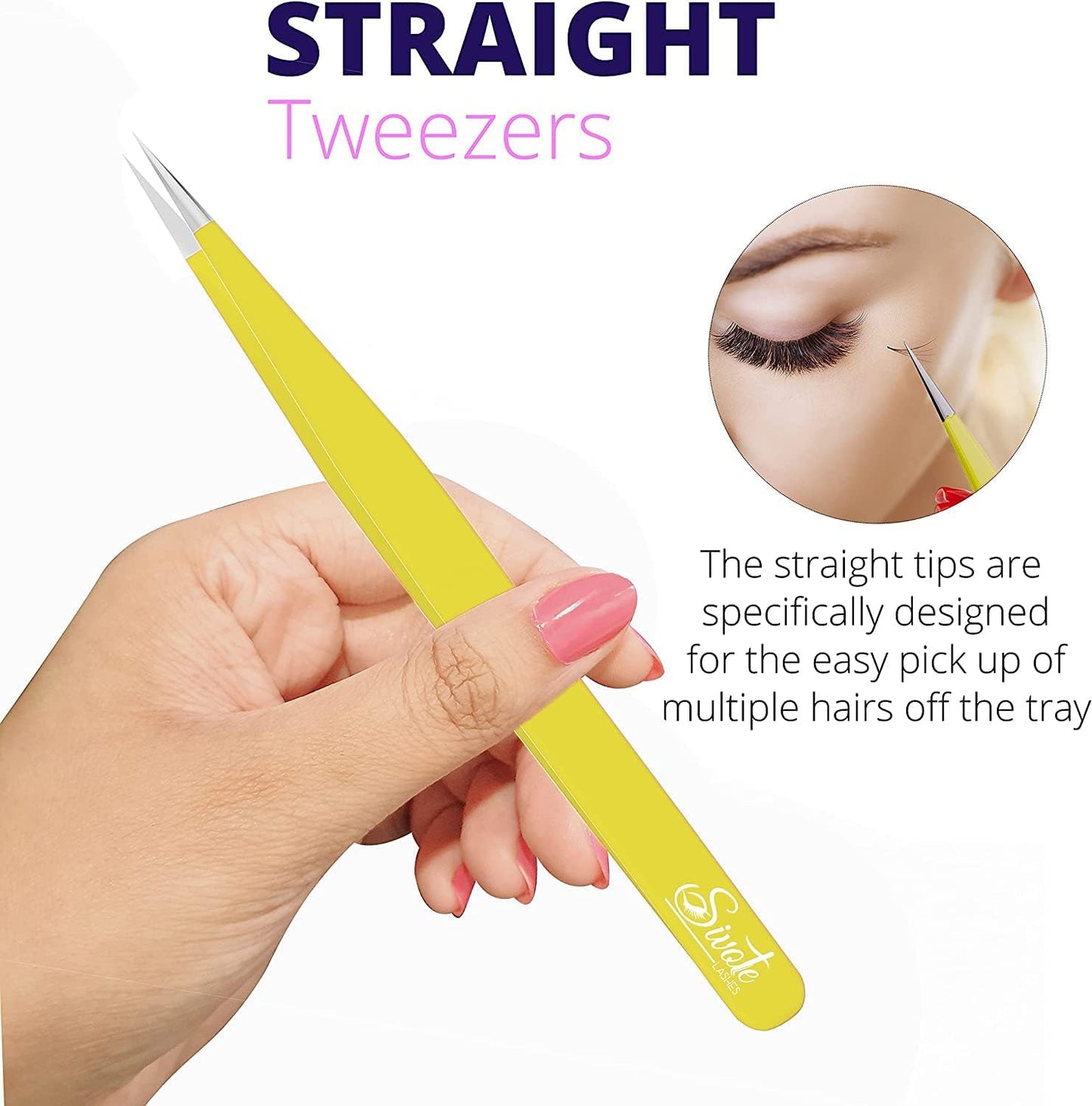 SIVOTE Lash Tweezers for Eyelash Extensions for Volume, Isolation & Classic Lashes, 3 Pack, Yellow