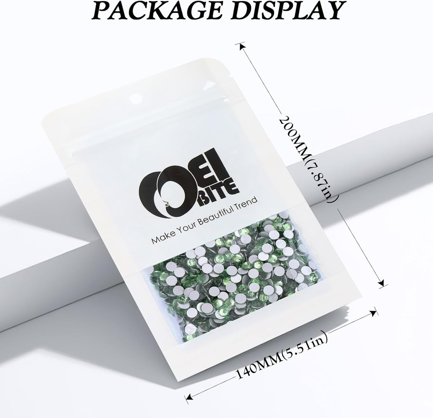 Light Green Flatback Rhinestones, Glass Rhinestones for Nail Art and Craft, Glue Fix, Loose Crystal Gemstones(Lt.Green, SS30, 576pcs, 6.4-6.6mm)