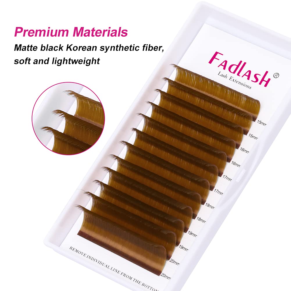 FADLASH Easy Fan Volume Lashes 0.07 D Curl Lash Extensions 8-14mm Mixed Tray Brown Color Easy Fan Lashes Blooming Eyelash Extension Volume (Blond 0.07-D, 8-14mm)