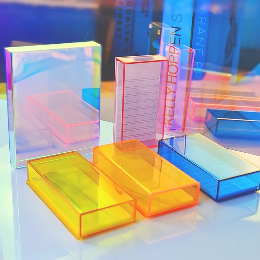 Grafting False Eyelash Acrylic Extension Pallet Organizer, Eyelash Extension Glue Tweezers Plate Makeup Palette, Dustproof Storage Box Display Training Tools Salon (Transparent)