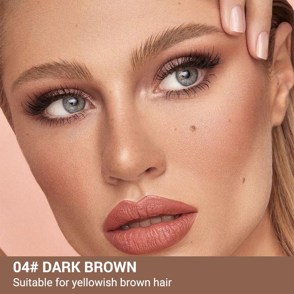 Thin Eyebrow Pencils for Women - 5 Pack Waterproof Micro Dual-Ended Ultra-Fine Tip Brow Pen & Spoolie Brush, Formula for Natural Hair Strokes, Filling, Shaping - Dark Brown