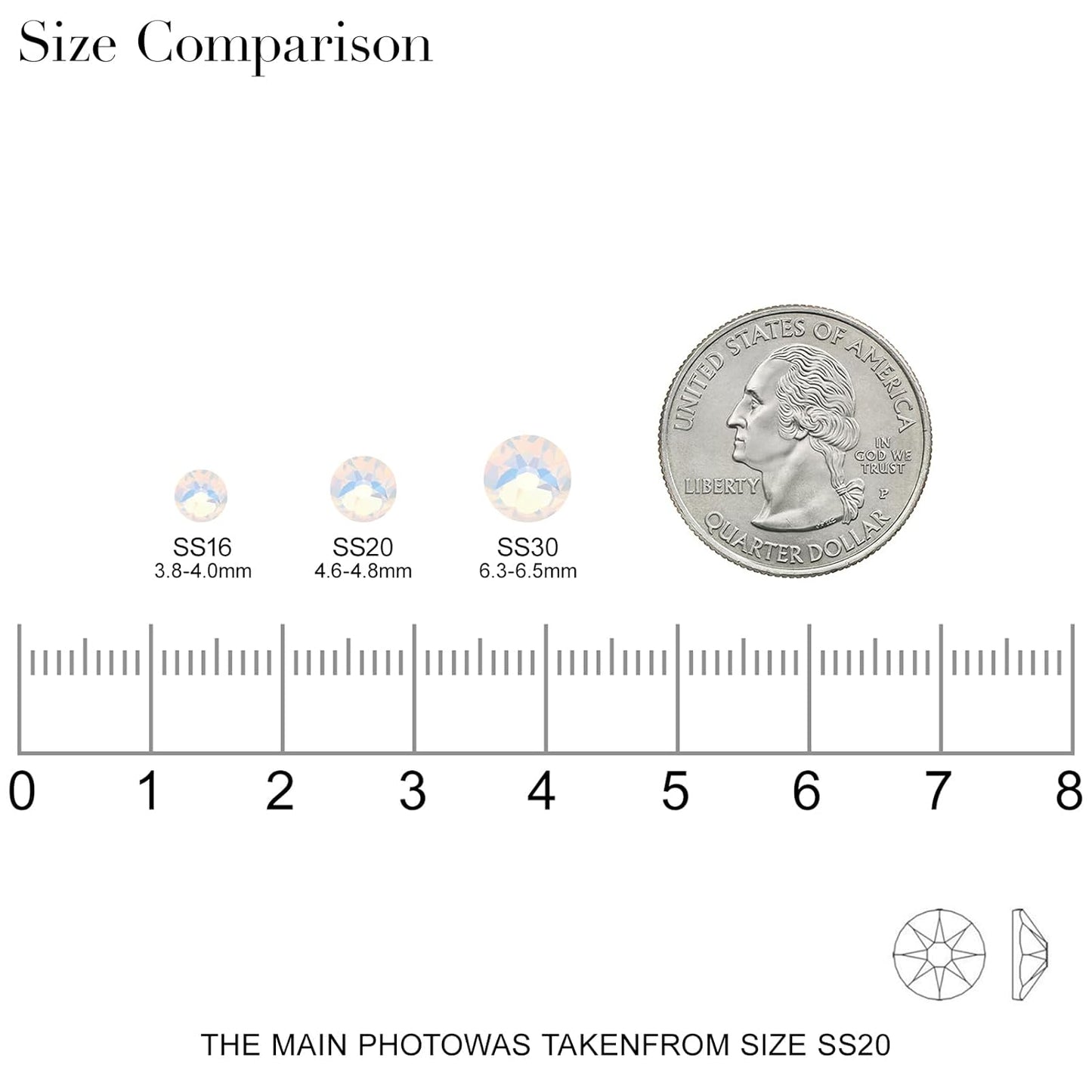 Novani White Opal Rhinestones 1440pcs Flat Back Round Rhinestone Style 2088 Sparkly Crystal Gemstones for Nail Art and Crafting SS20,4.6-4.8mm