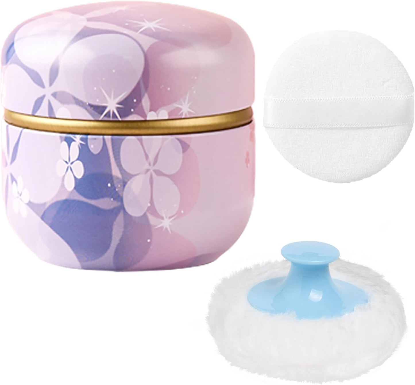 WEMEGA Body Powder Case with Powder Puff Powder Container Tea Box for Baby and Women Powder Puff and Powder Case for Travel (Flower Story1)