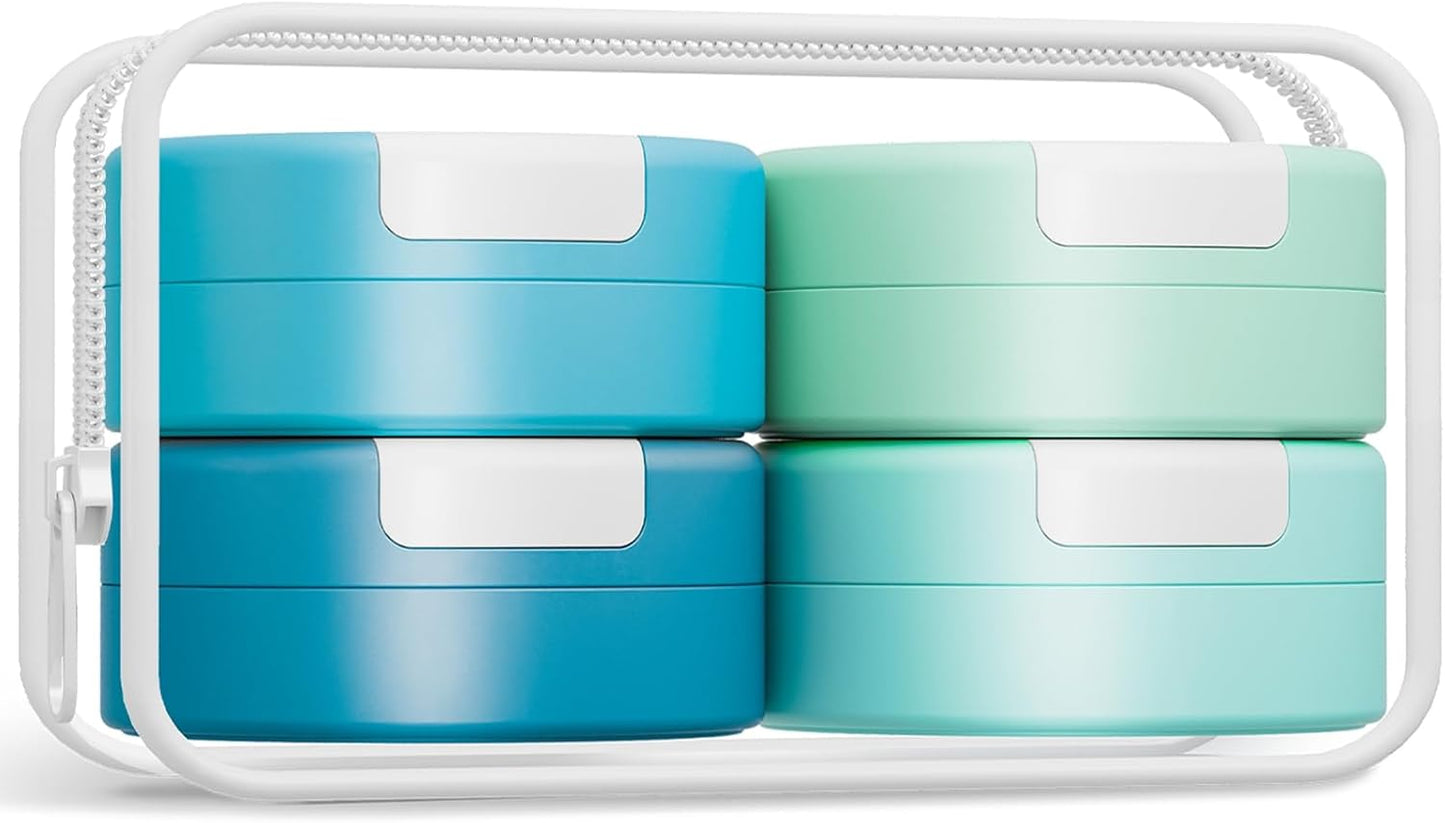 Gemice Travel Containers for Toiletries, Magnetic Travel Containers, TSA Approved Cream Jars with Toiletry Bag, Leak-proof Small 1oz Capsules Set with Multiple Labels for Organization (4 Pack)