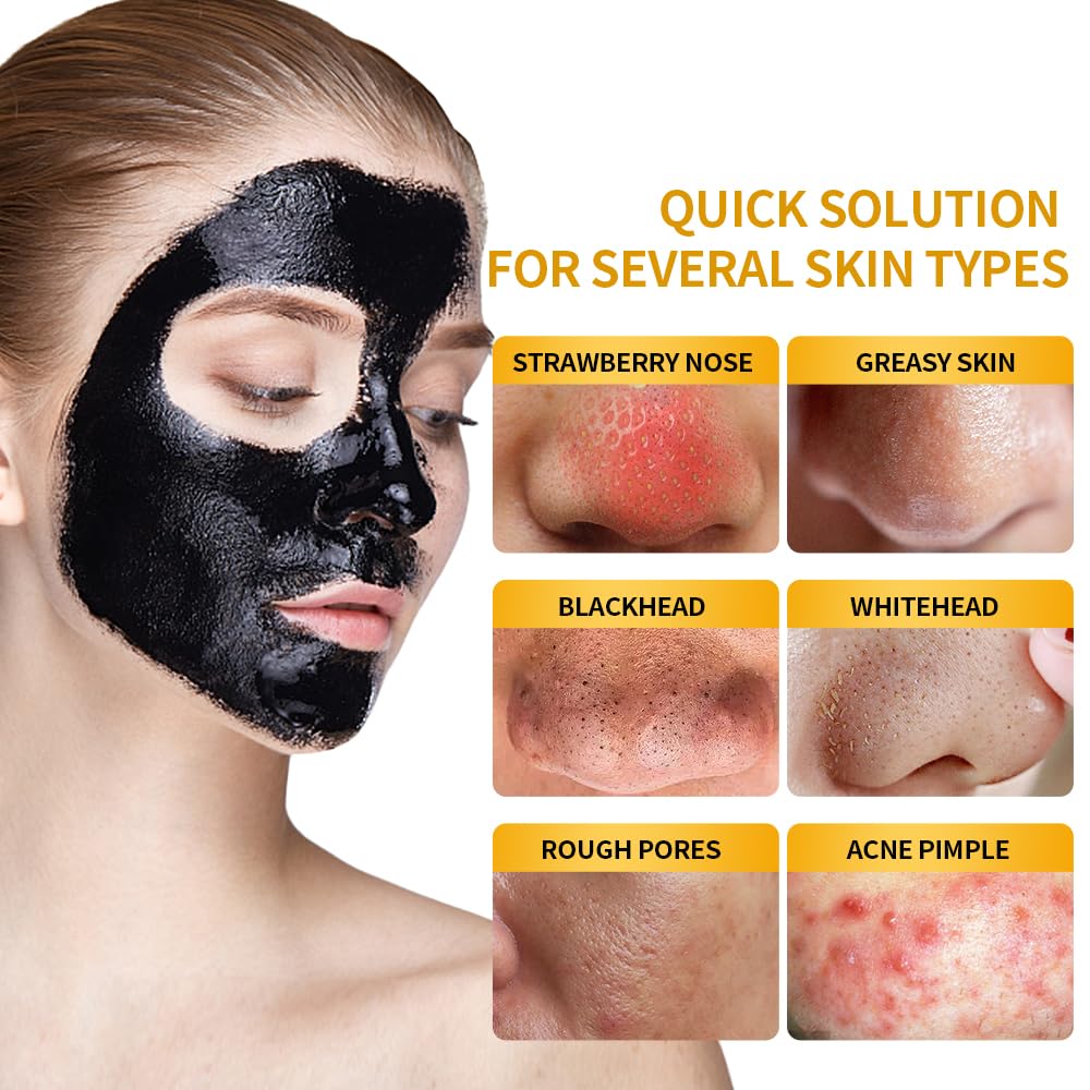 Blackhead Remover Mask, Purifying Charcoal Face Mask for Deep Cleansing Blackheads, Dirt, Pores, Excess Oil, Peel Off Black Mask for Men and Women (3.38 fl. oz)