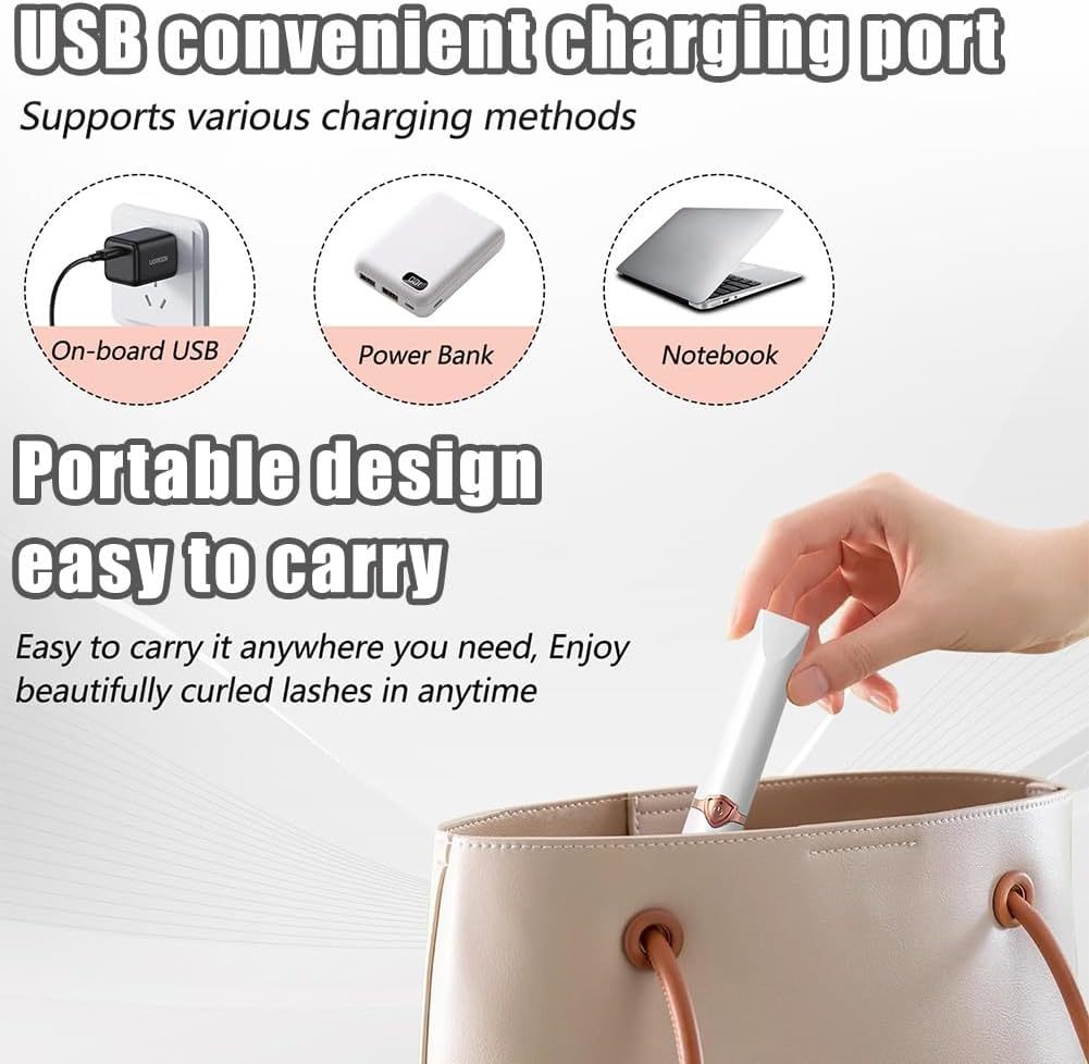 Peshoriadm Eyelash Curler, Electric Eyelash Curler Heated, 2025 New Heated Eyelash Curler with USB Charging, 3 Heat Modes and Smart Temperature Control, Natural Curling 24h Long-Lasting Curl (2Pcs-A)