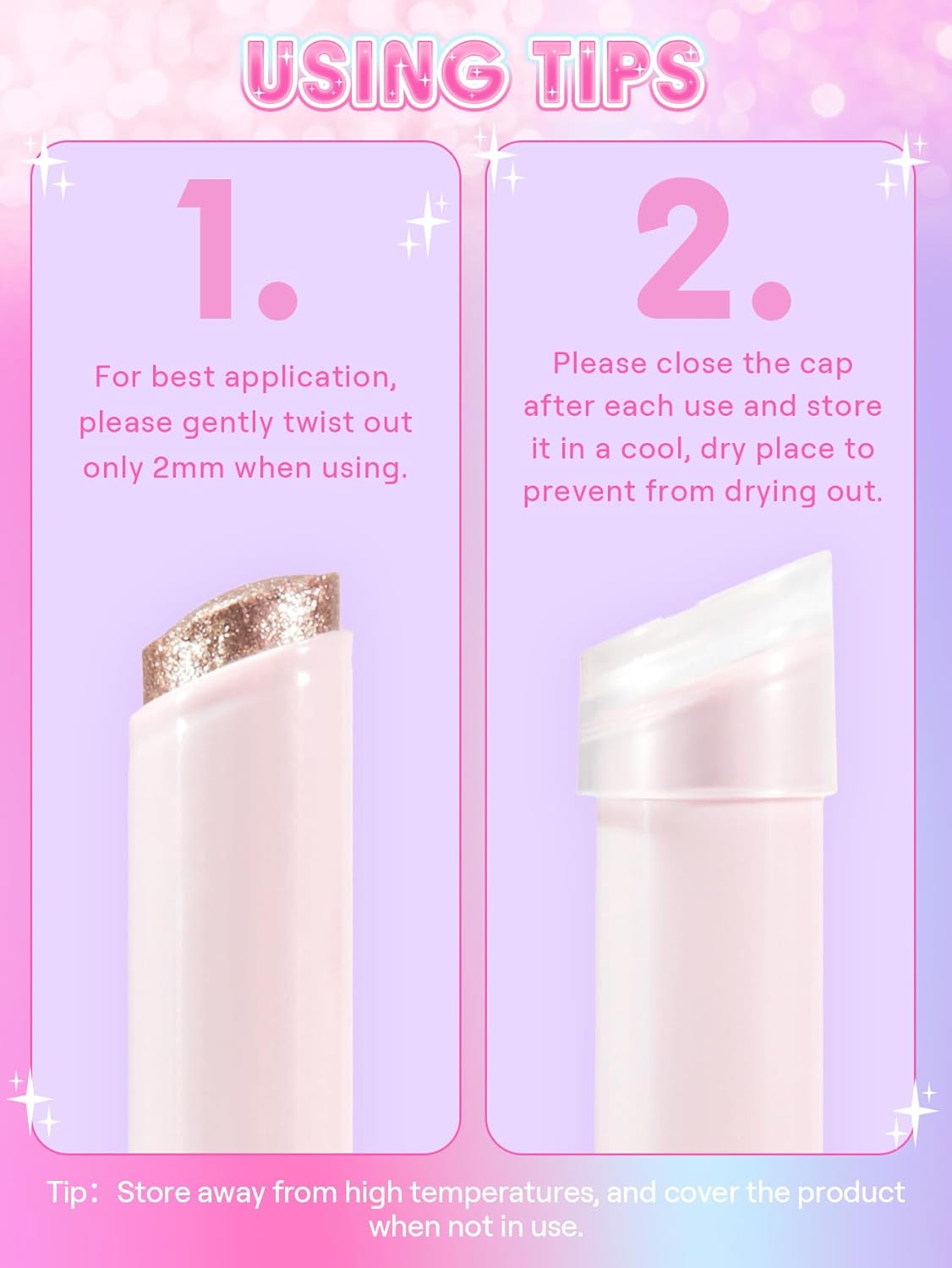 SHEGLAM Crystal Jelly Glaze Stick Eye Shadow Stick Eyeliner Brightener Pencil Crayon with Brush Easy to Blend Long Lasting Shimmer Eyeshadow-Violet Crush