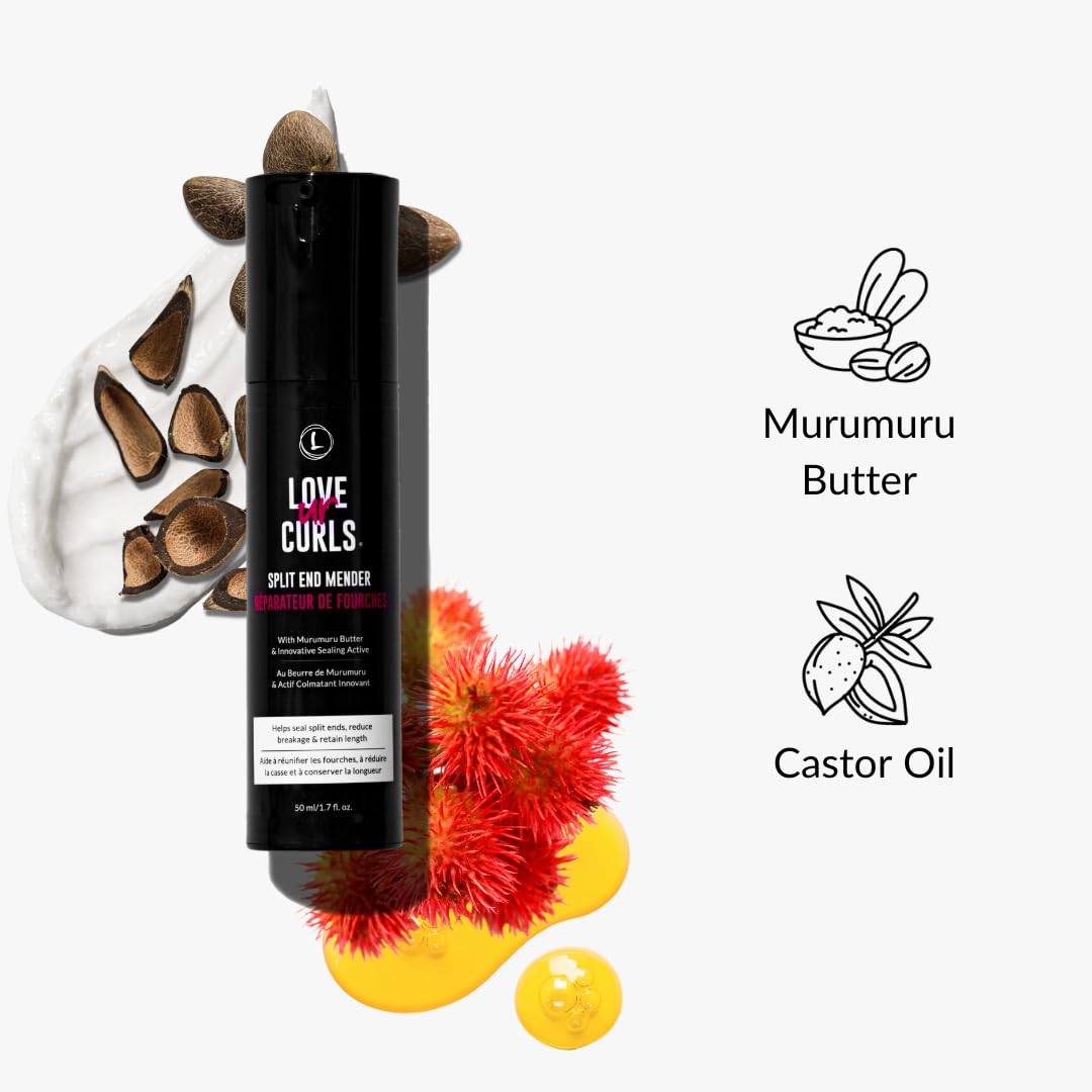 Love Ur Curls - Split End Mender Restorative Leave in Treatment, for Dry, Damaged Hair, Hydration, Prevent Breakage & Seals Split Ends, 50mL