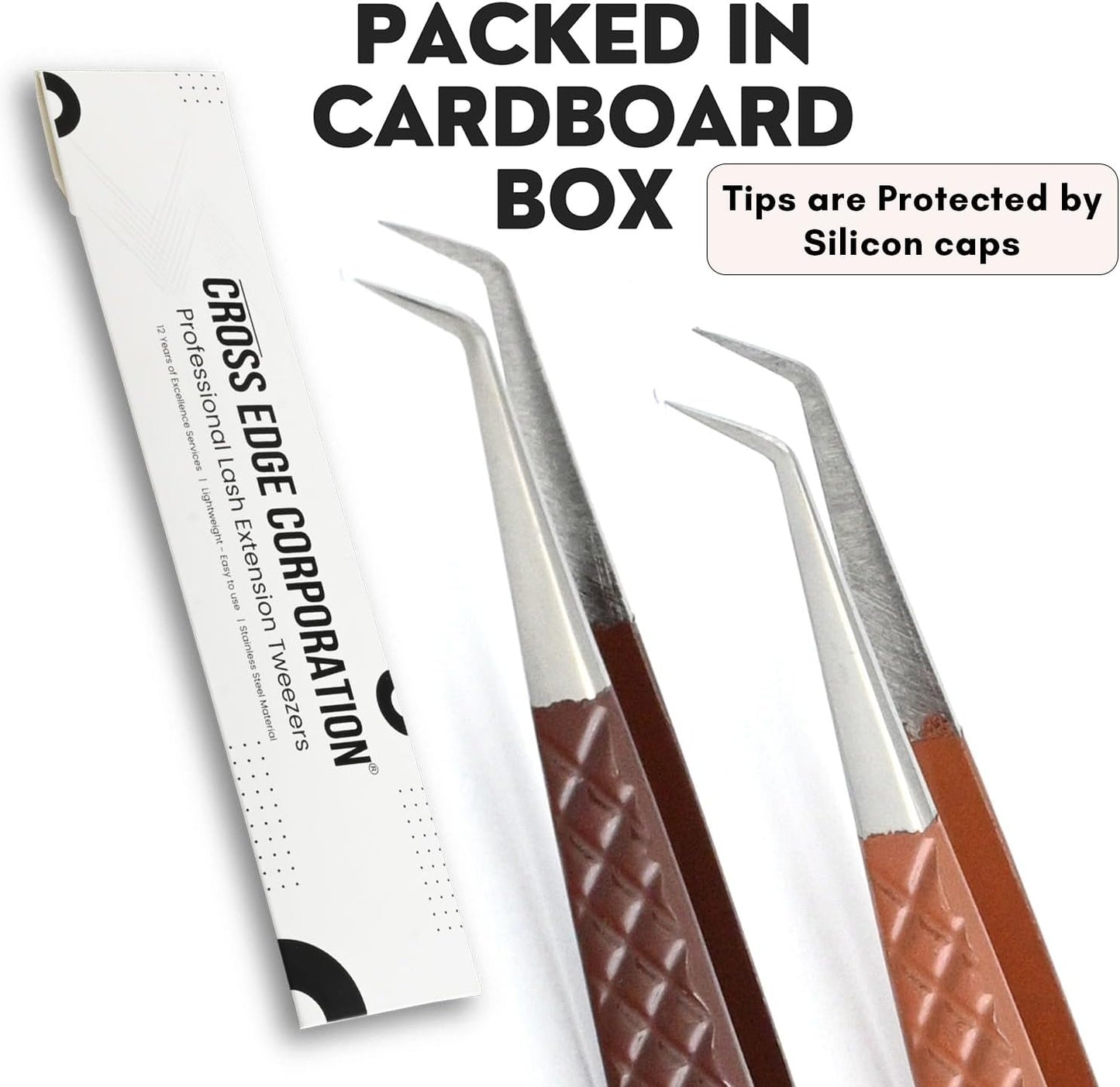 2pcs Curved Isolation Tweezers for Eyelash Extensions – 14cm Stainless Steel, Best for Individual Isolation & Classic Lashes Lash Tweezers Set