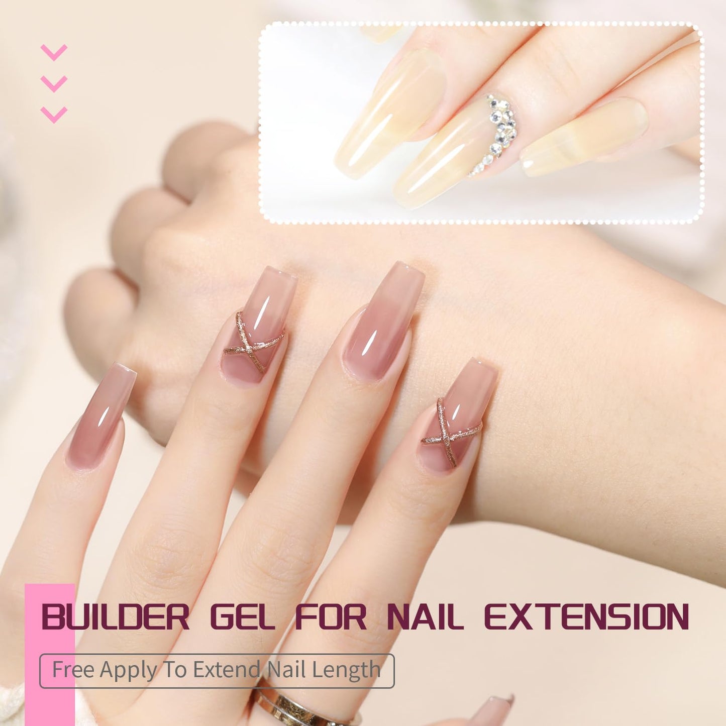 JODSONE Builder Color Gel Top Coat Base Coat Extension Gel 24 PCS Kit Long Lasting High Gloss Gift For Women